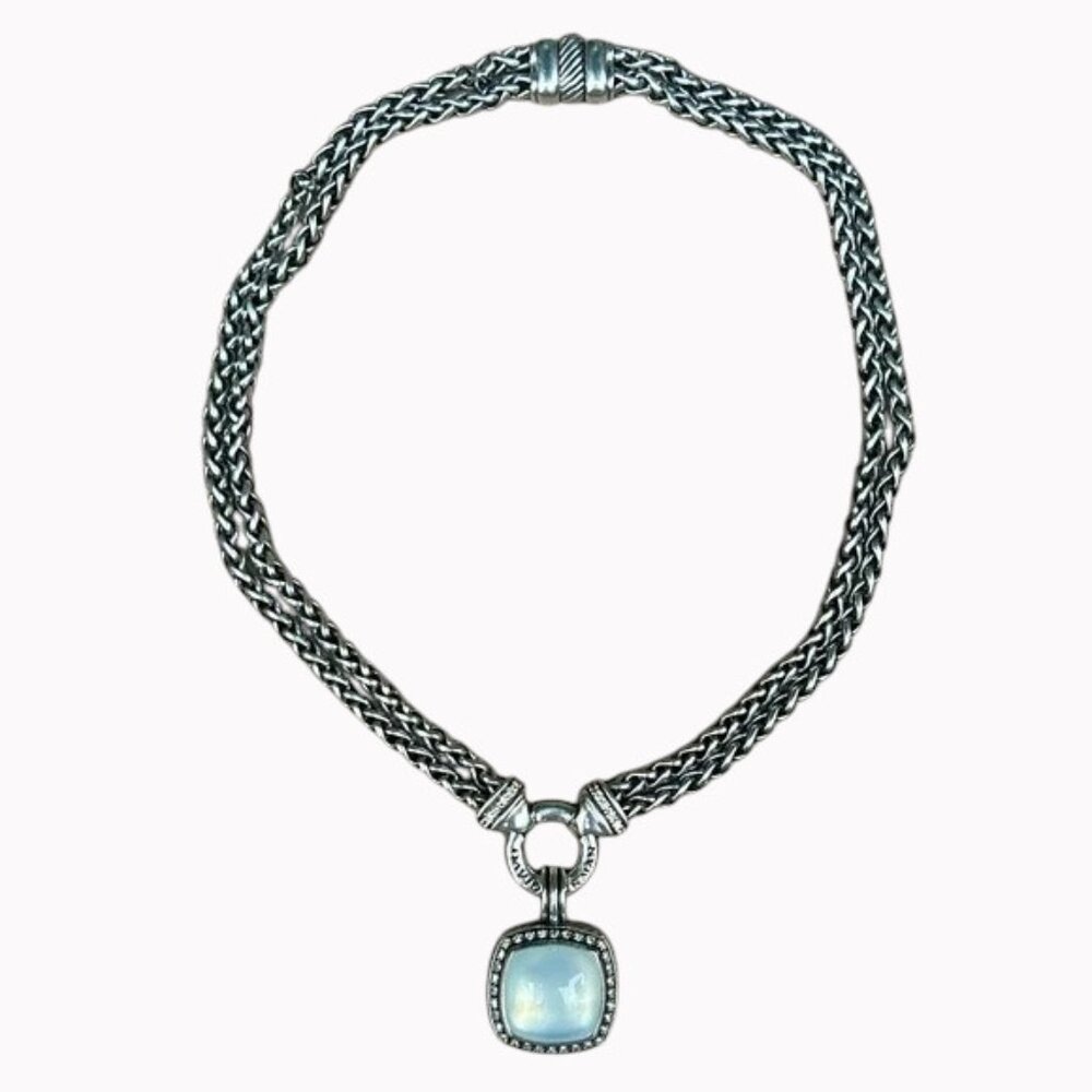 AUTHENTICATED DAVID YURMAN Albion Enhancer XL 20mm Moon Quartz & Diamond RARE